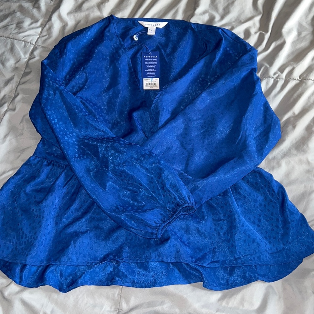 Small Popsugar Blue Patterned Blouse.